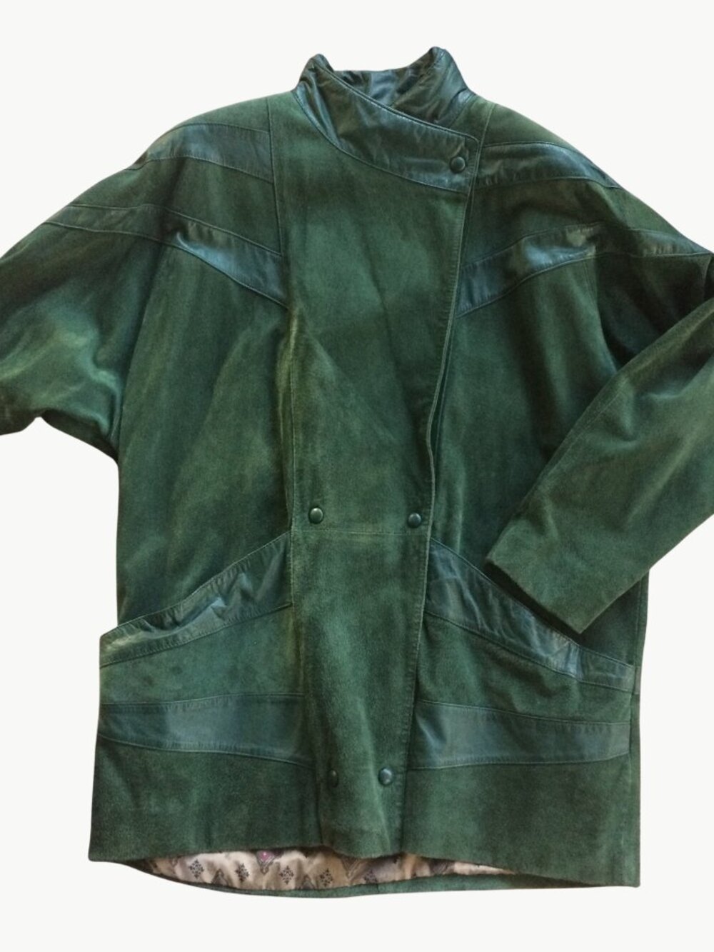 Vintage Bermans Suede Jacket Green Thinsulate Winter Coat Zip-In Vest Size Large